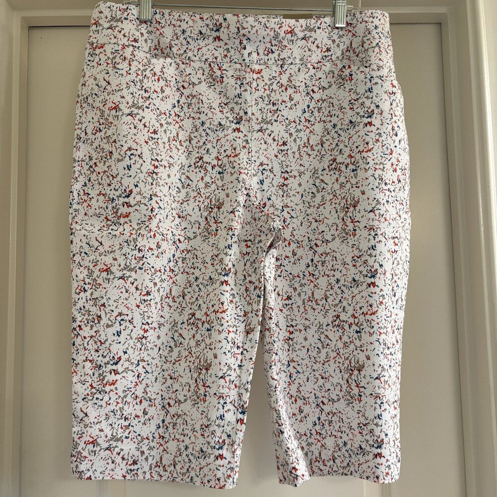 Chico's Perfect Stretch Josie Slim Pedal, Sz 2.5/14. White, red, blue, gray. NWT